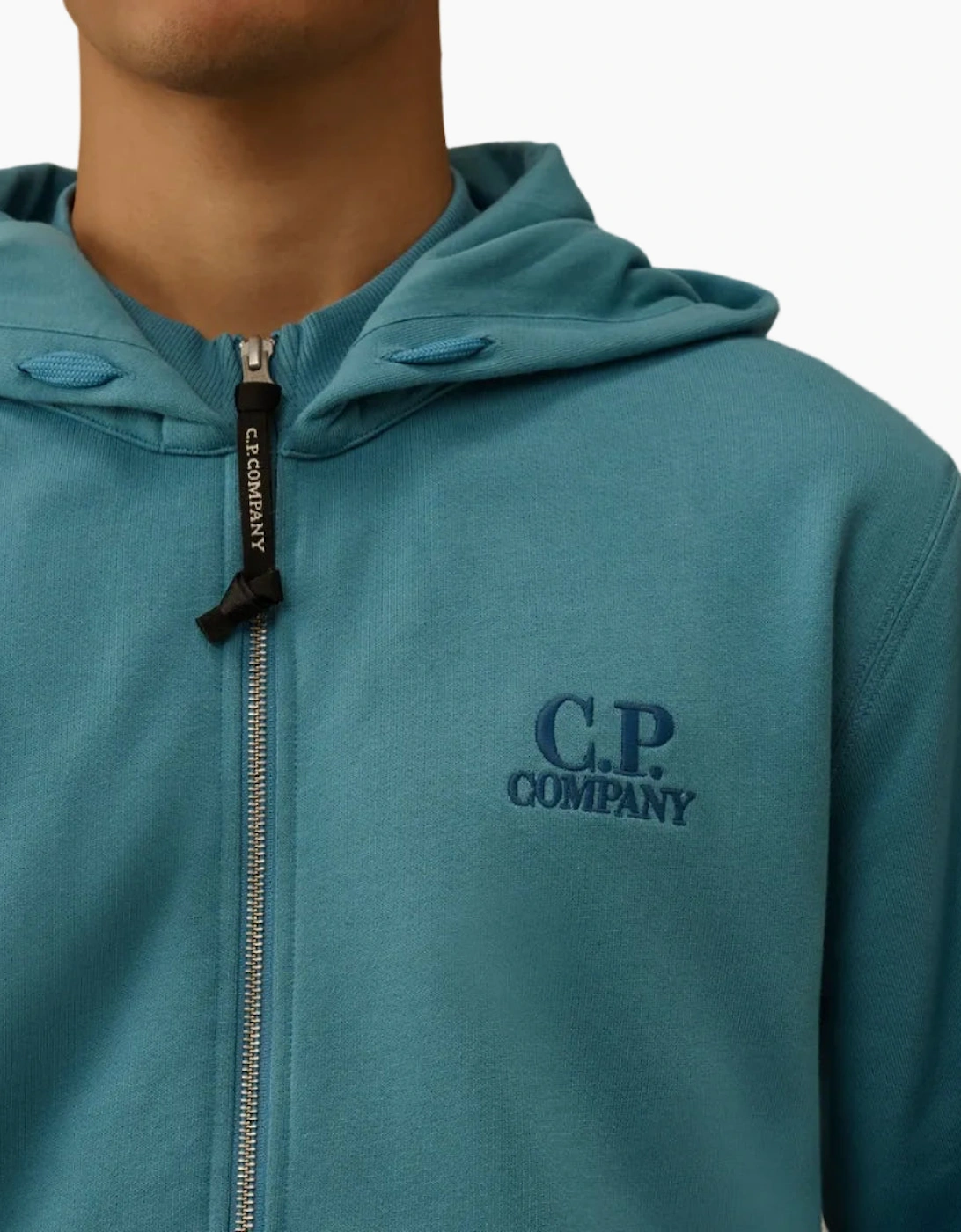 Diagonal Fleece Zip Logo Hoodie
