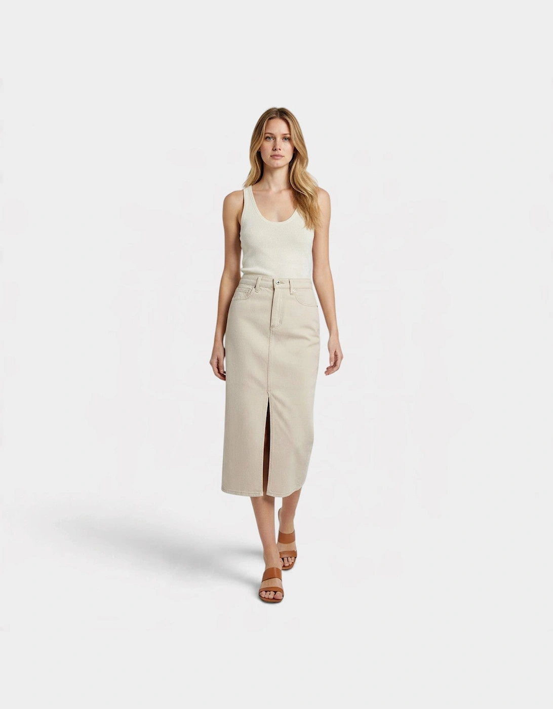 Angela Midi Skirt Soft Beige