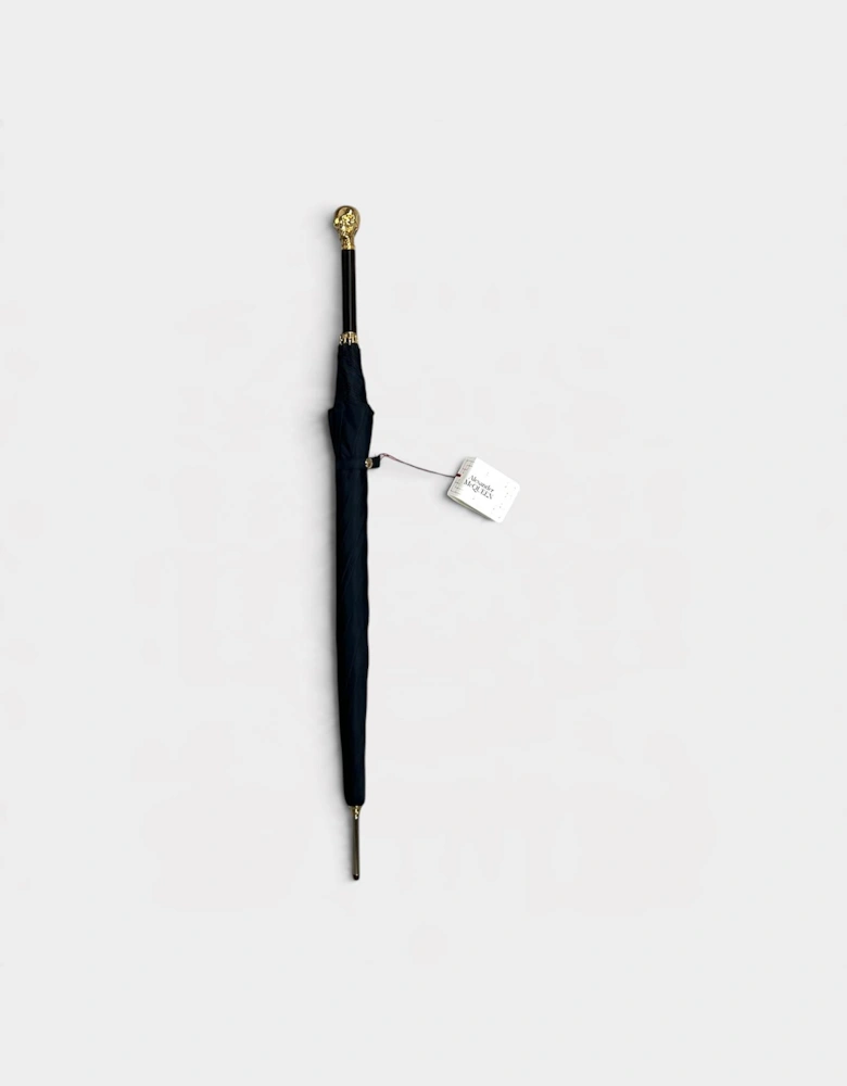 Gold Skull Umbrella Wood Detailing Black