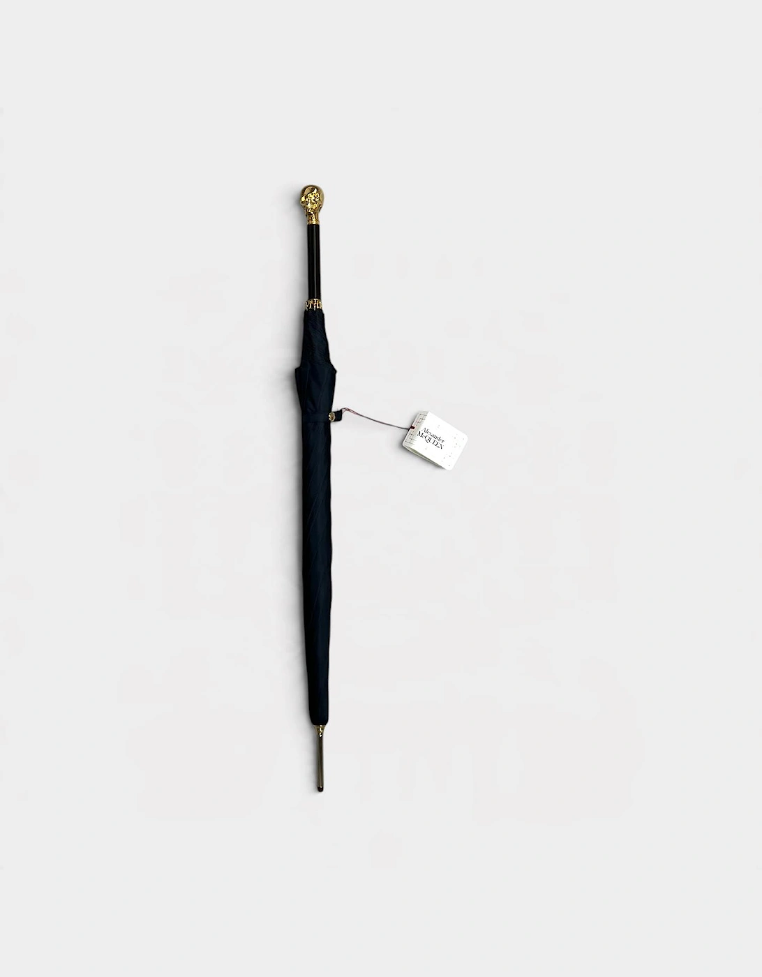 Gold Skull Umbrella Wood Detailing Black