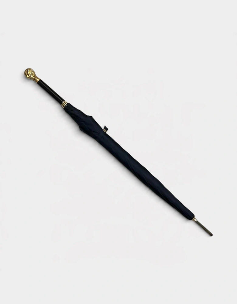 Gold Skull Umbrella Wood Detailing Black