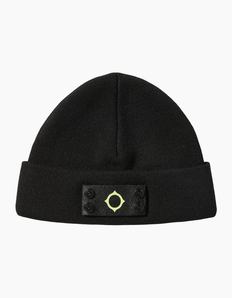 Ma.Strum Badge Jet Black Beanie