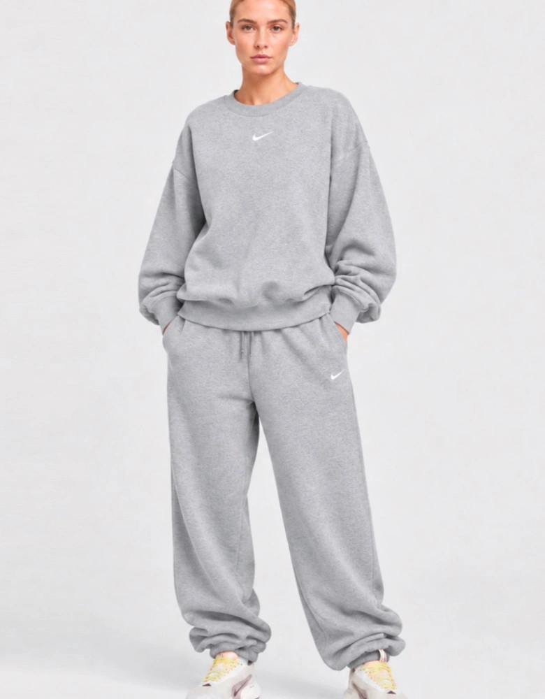 Nike Womens Oversized Phoenix Crewneck Pullover Tracksuit in Grey
