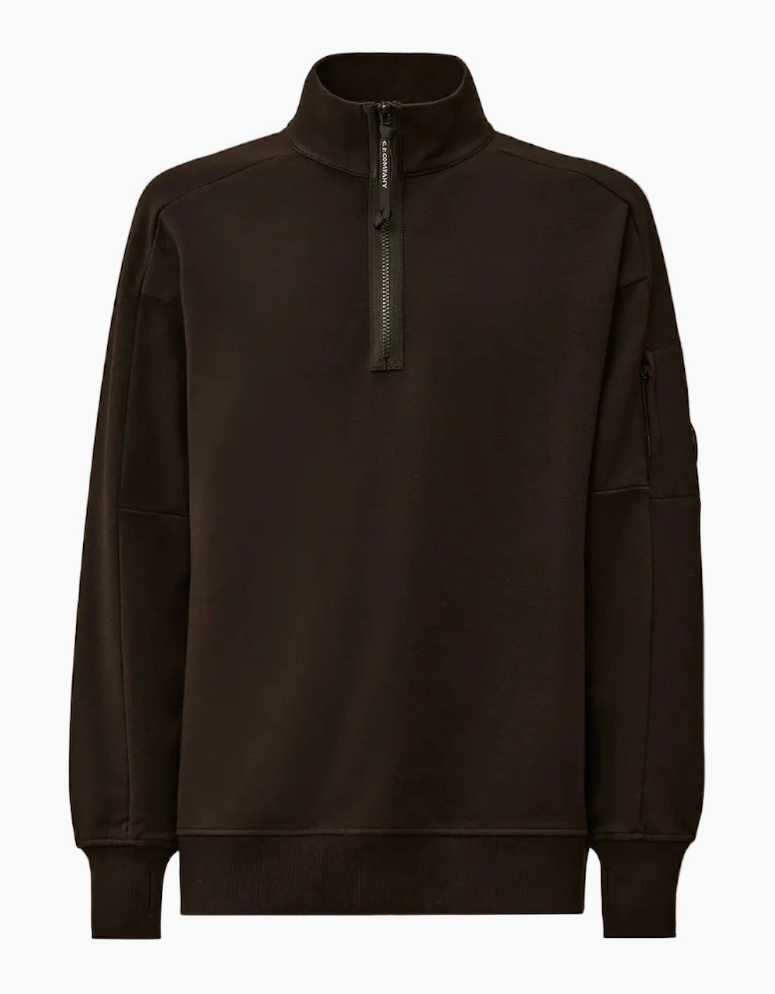 CP Company Men's Quarter Zip Lens Fleece Sweatshirt - Black - Size: 38