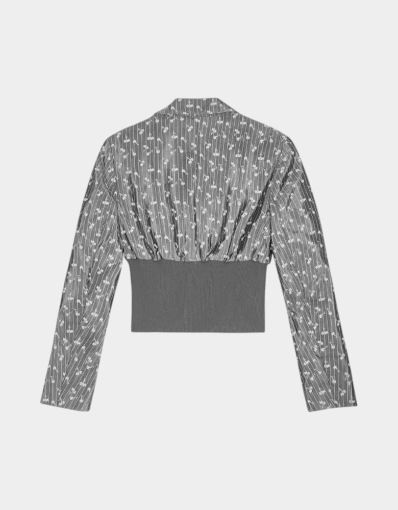 Jacquard Cropped Blazer Smoked Pearl Grey