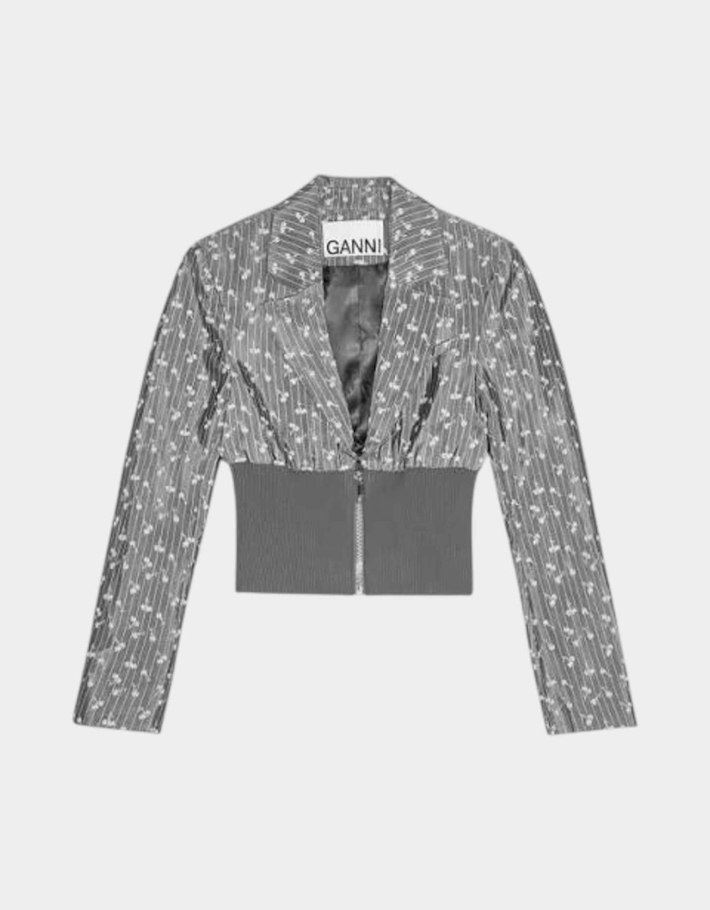 Jacquard Cropped Blazer Smoked Pearl Grey