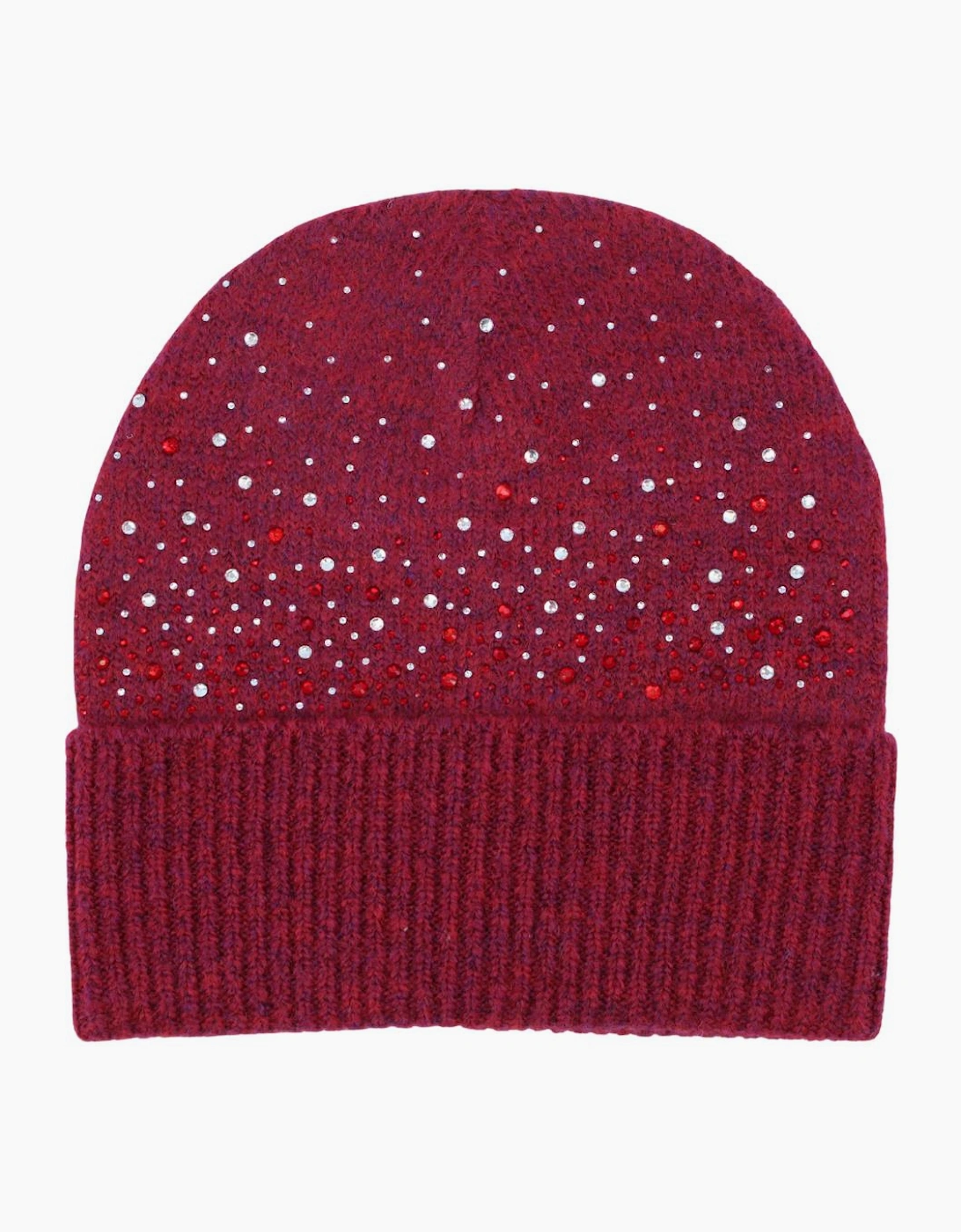 Burgundy Ladies Embellished Beanie Hat