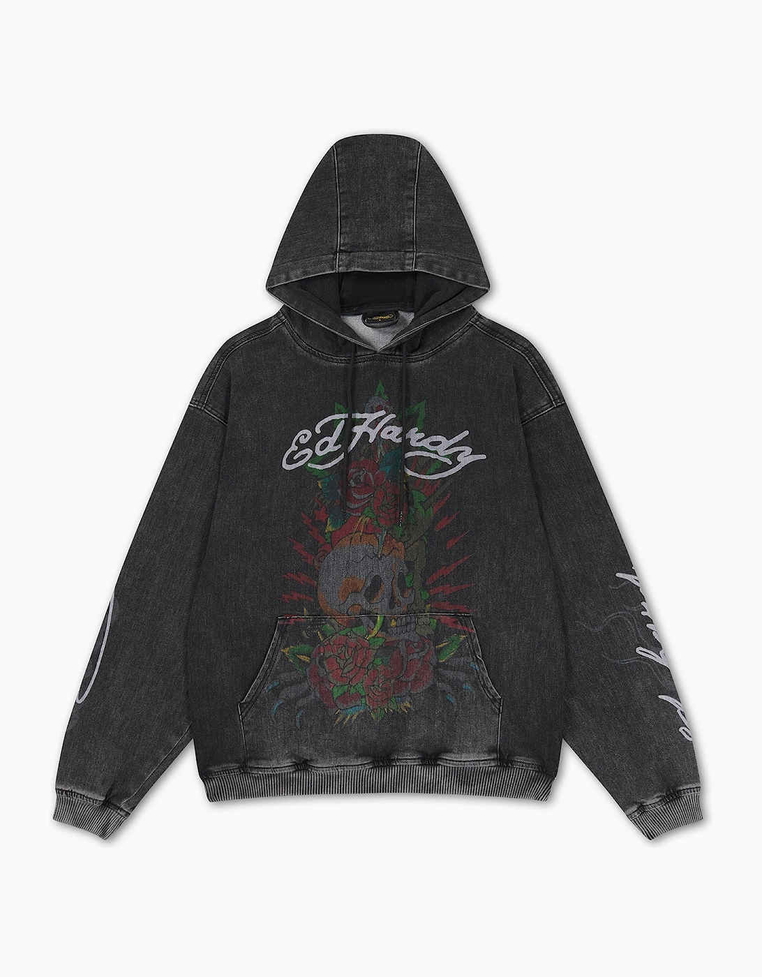 Ed Hardy Skull and Roses Relaxed Women's Black Hoodie