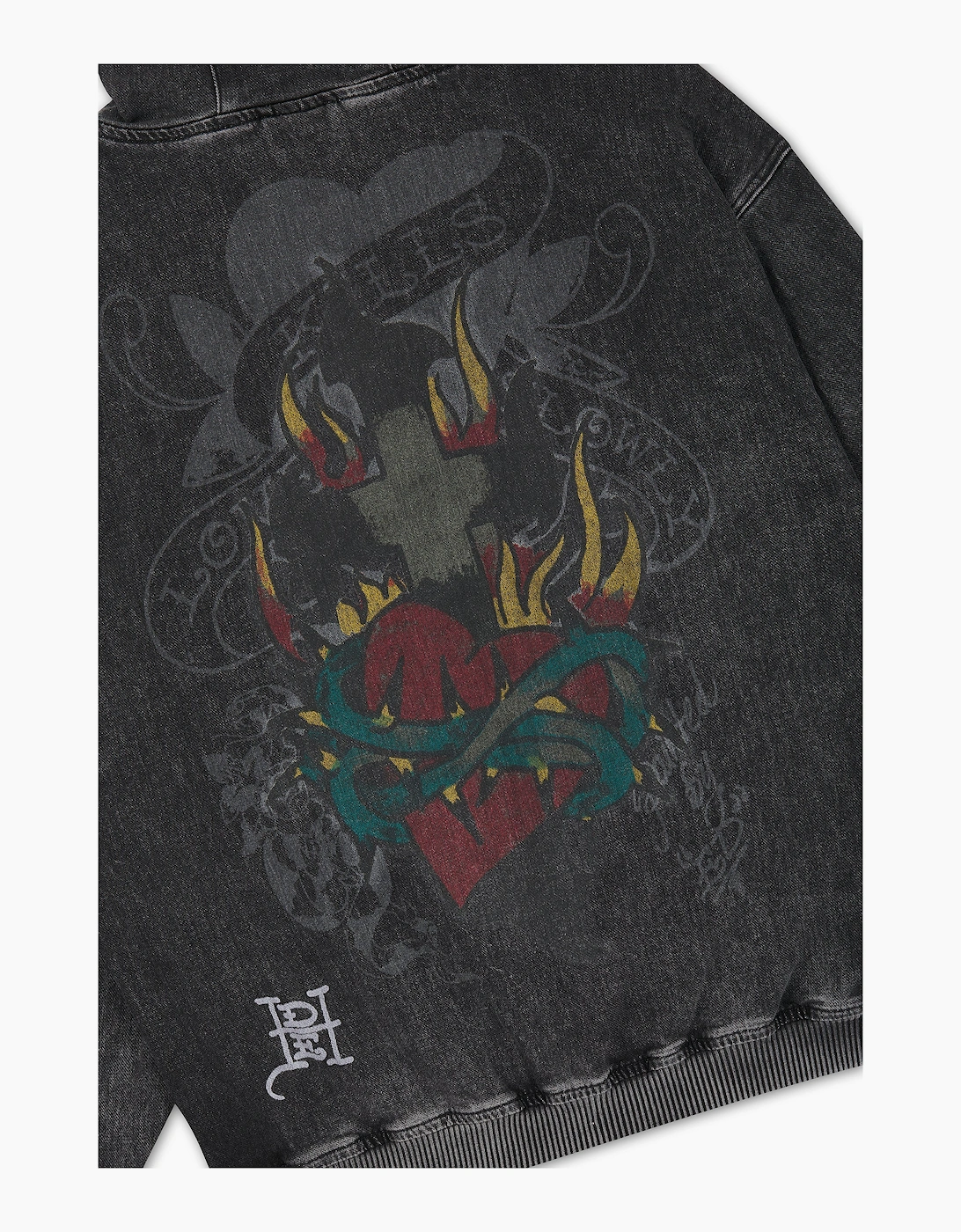 Ed Hardy Skull and Roses Relaxed Women's Black Hoodie