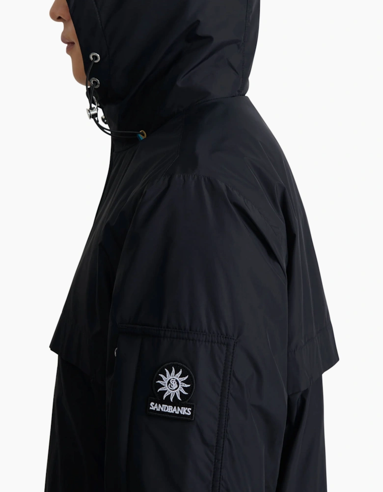 SANDBANKS HOODED NYLON WINDCHEATER BLACK