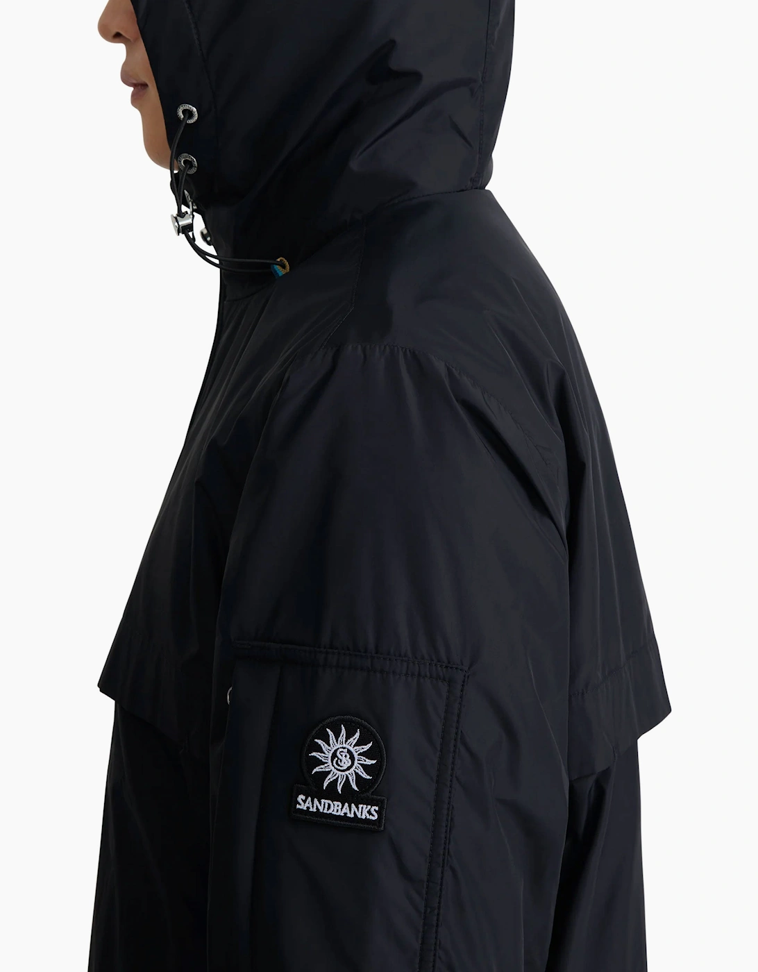 SANDBANKS HOODED NYLON WINDCHEATER BLACK