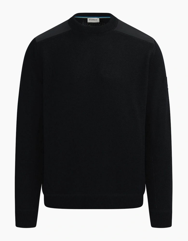 SANDBANKS TECHNICAL PANELED KNIT JUMPER BLACK