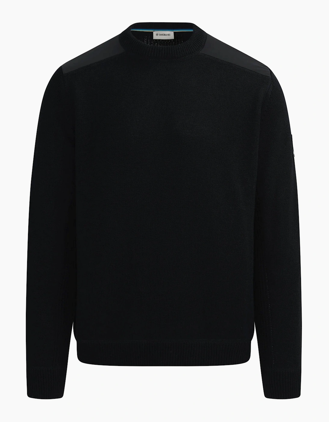 SANDBANKS TECHNICAL PANELED KNIT JUMPER BLACK
