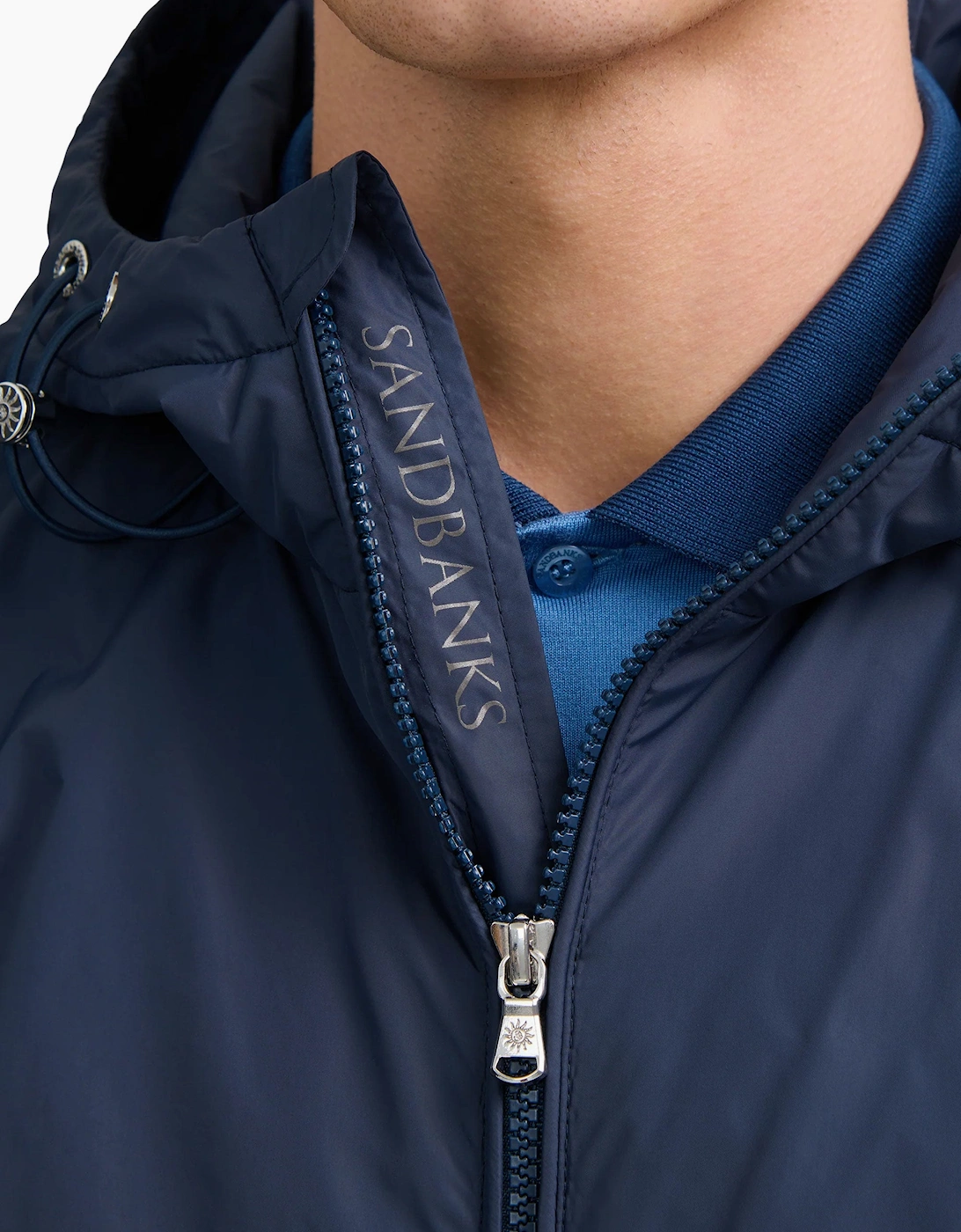 SANDBANKS HOODED NYLON WINDCHEATER NAVY