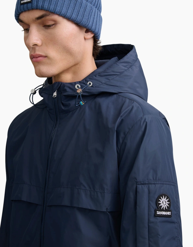 SANDBANKS HOODED NYLON WINDCHEATER NAVY