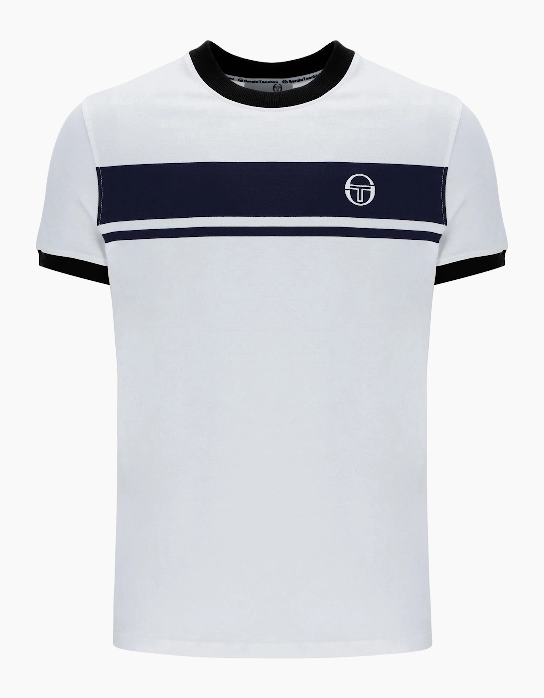 Sergio Tacchini Men's White/Maritime Blue/Black Master Crew T-Shirt - Image 4