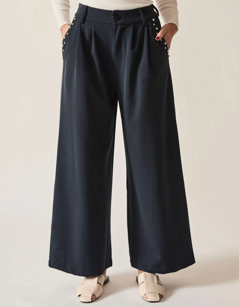 Navy Crystal Trim Trousers