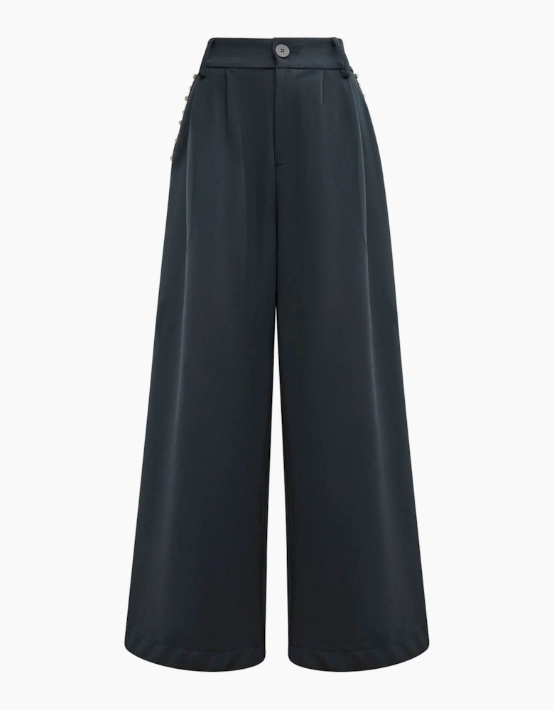 Navy Crystal Trim Trousers