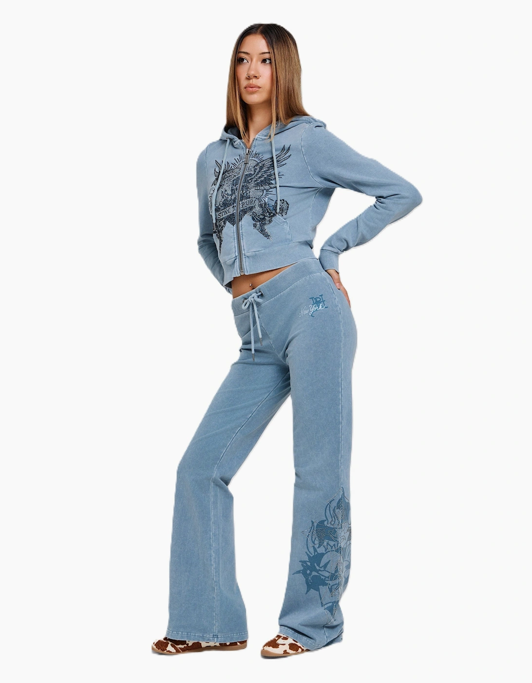 Ed Hardy Cross and Thorn Flared Women's Blue Joggers