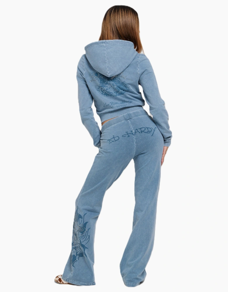 Ed Hardy Cross and Thorn Flared Women's Blue Joggers