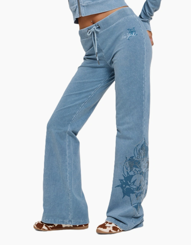 Ed Hardy Cross and Thorn Flared Women's Blue Joggers
