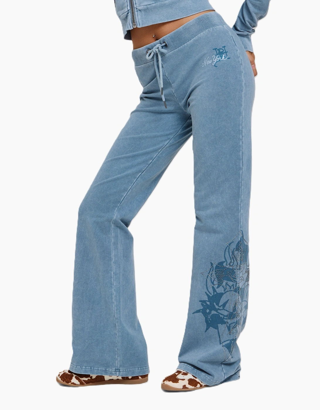 Ed Hardy Cross and Thorn Flared Women's Blue Joggers