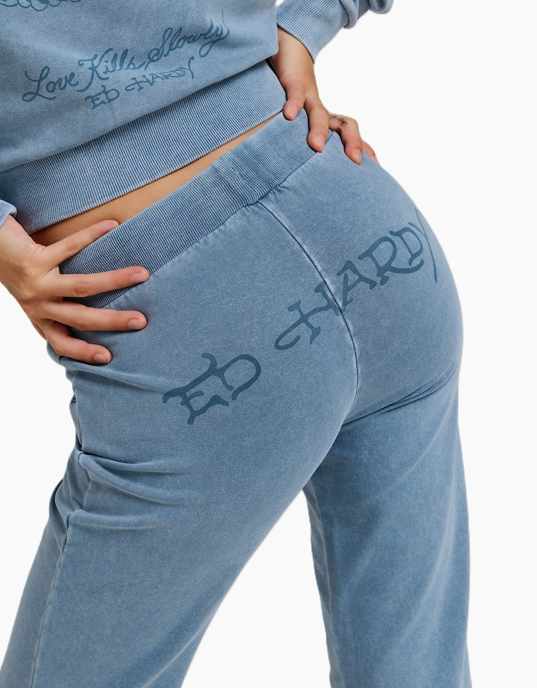 Ed Hardy Cross and Thorn Flared Women's Blue Joggers