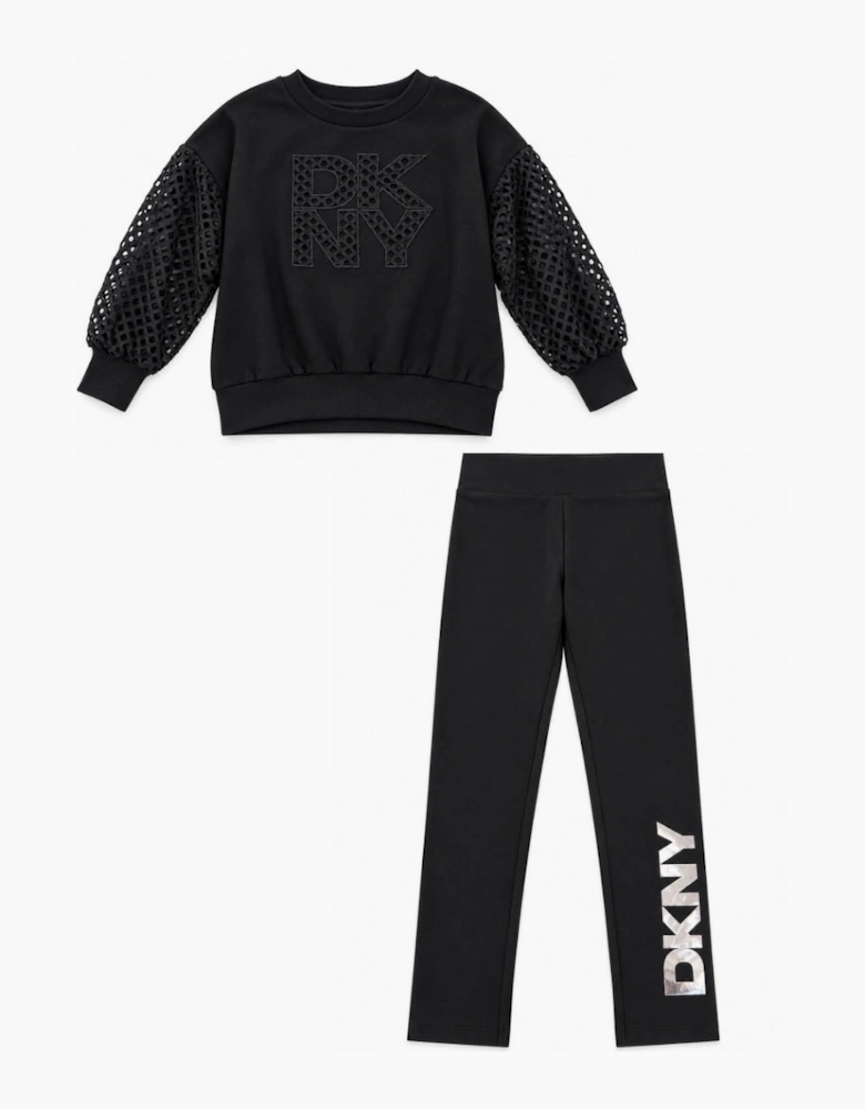 DKNY BLACK SWEATSHIRT & LEGGINGS SET D62906 D62885