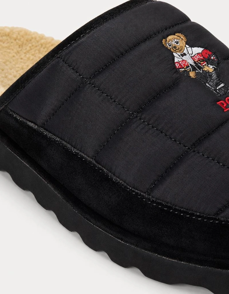 Polo Ralph Lauren READE SCF BR Mens Mules Black Nylon with Holiday Bear