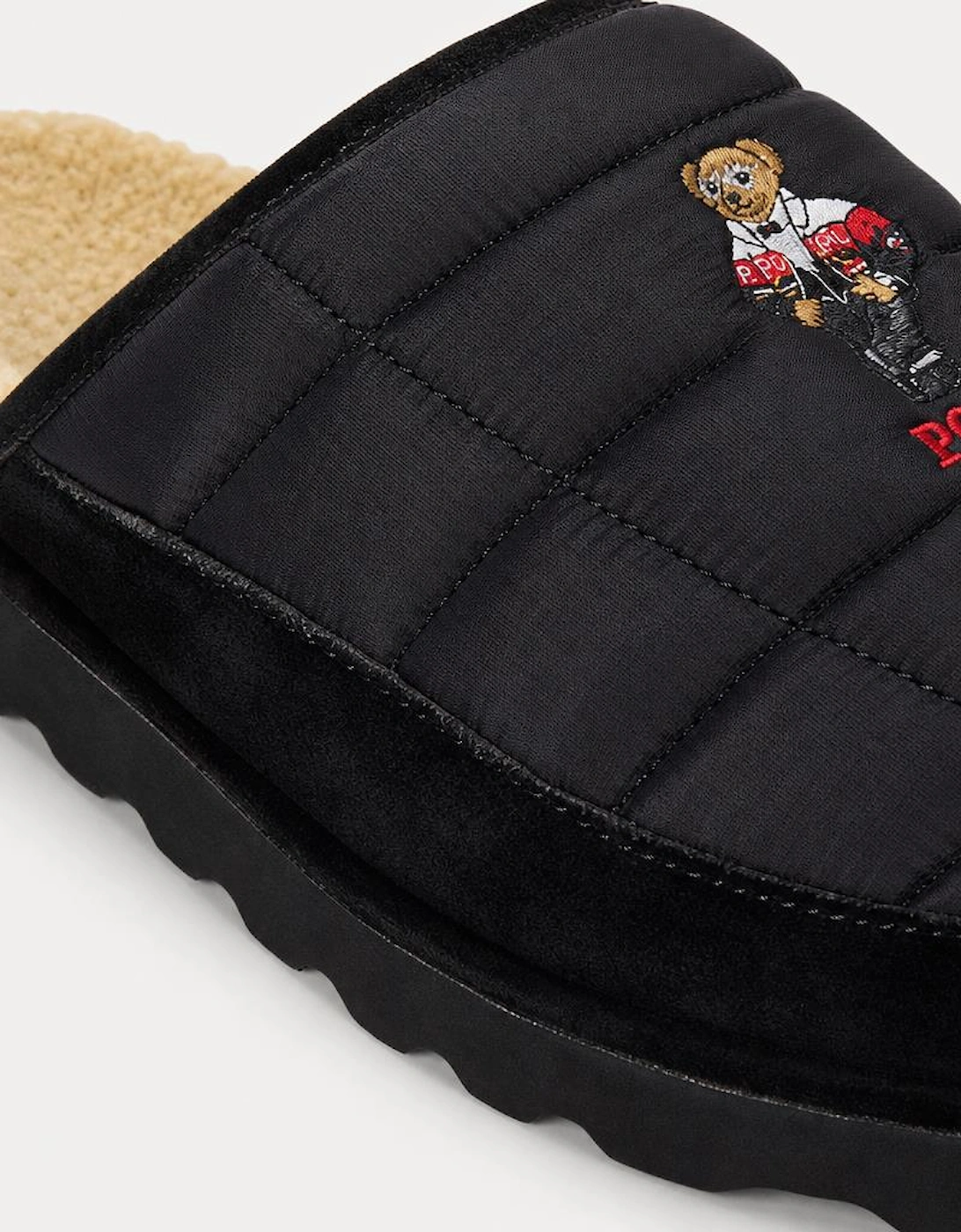 Polo Ralph Lauren READE SCF BR Mens Mules Black Nylon with Holiday Bear