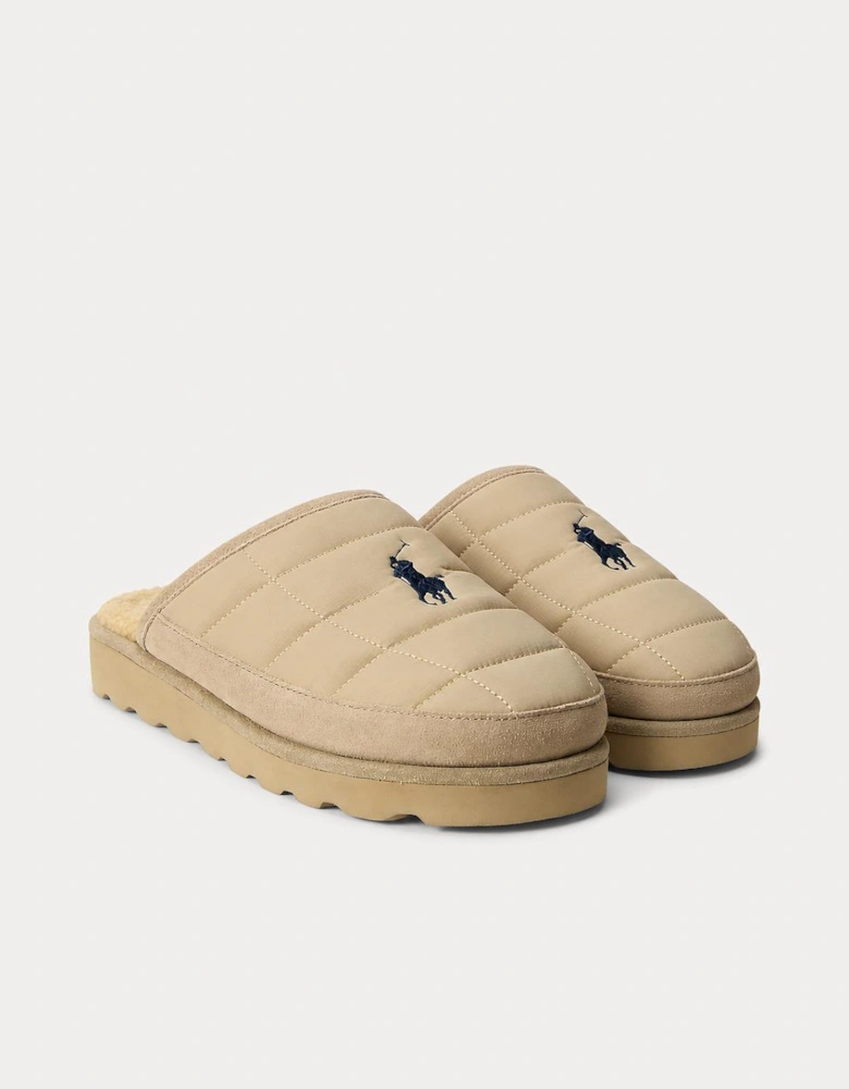Polo Ralph Lauren READ SCFF II Mens Mules Khaki Nylon/Khaki Suede with Nav