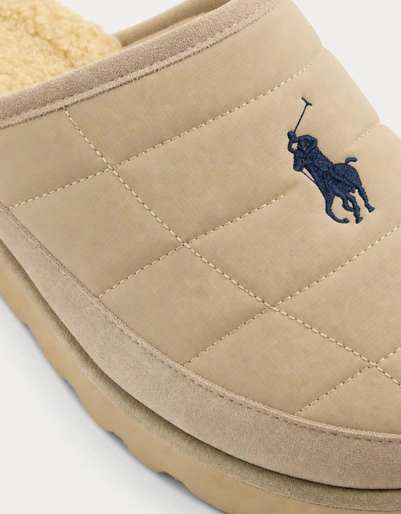 Polo Ralph Lauren READ SCFF II Mens Mules Khaki Nylon/Khaki Suede with Nav