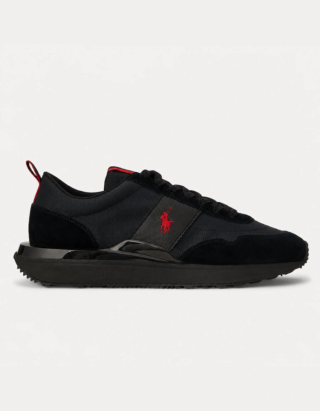 Polo Ralph Lauren TRAIN 89 RIB Mens Casual Trainers Triple Black/Red