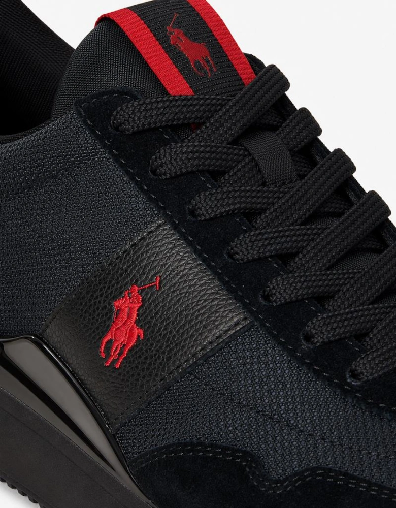 Polo Ralph Lauren TRAIN 89 RIB Mens Casual Trainers Triple Black/Red
