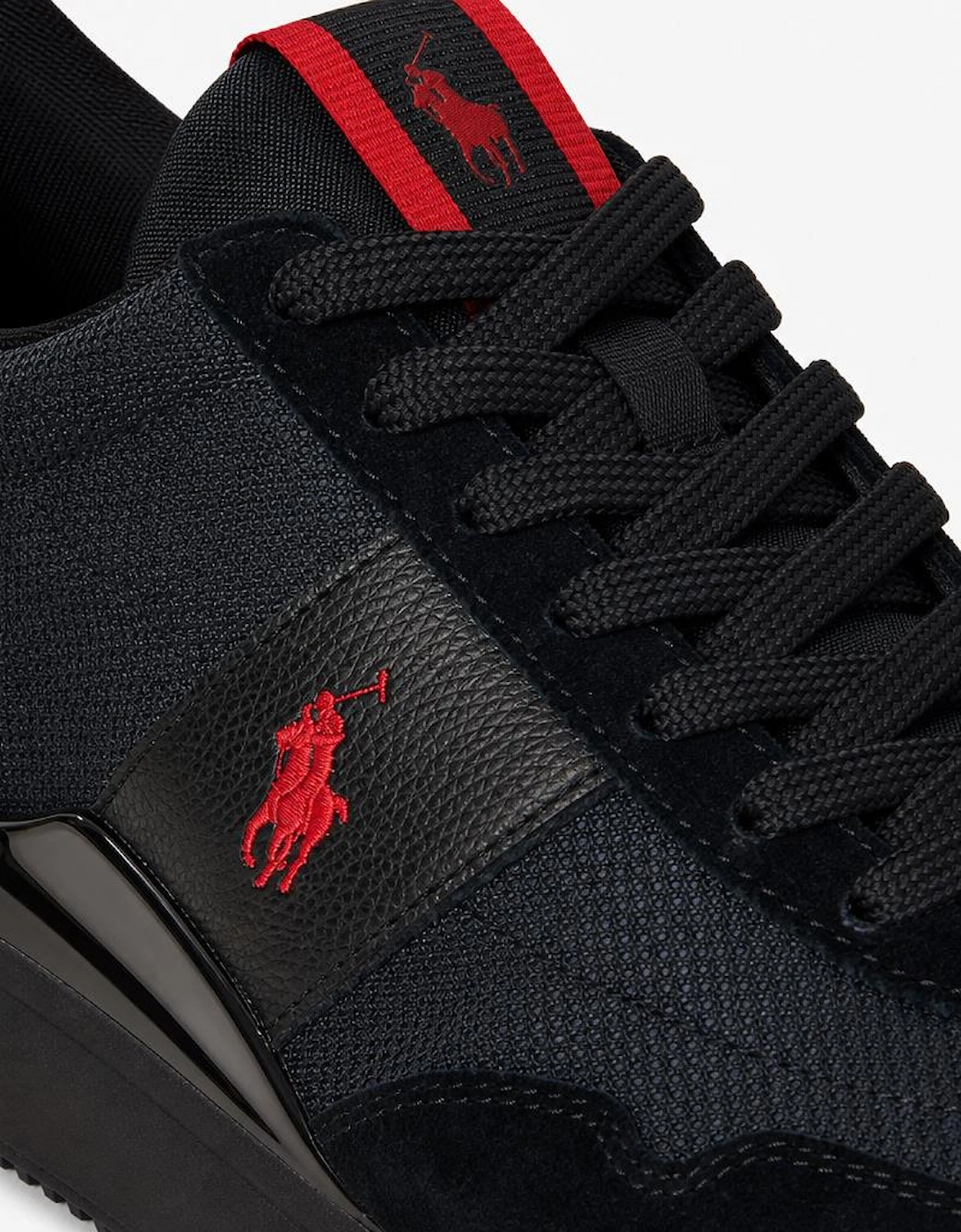Polo Ralph Lauren TRAIN 89 RIB Mens Casual Trainers Triple Black/Red