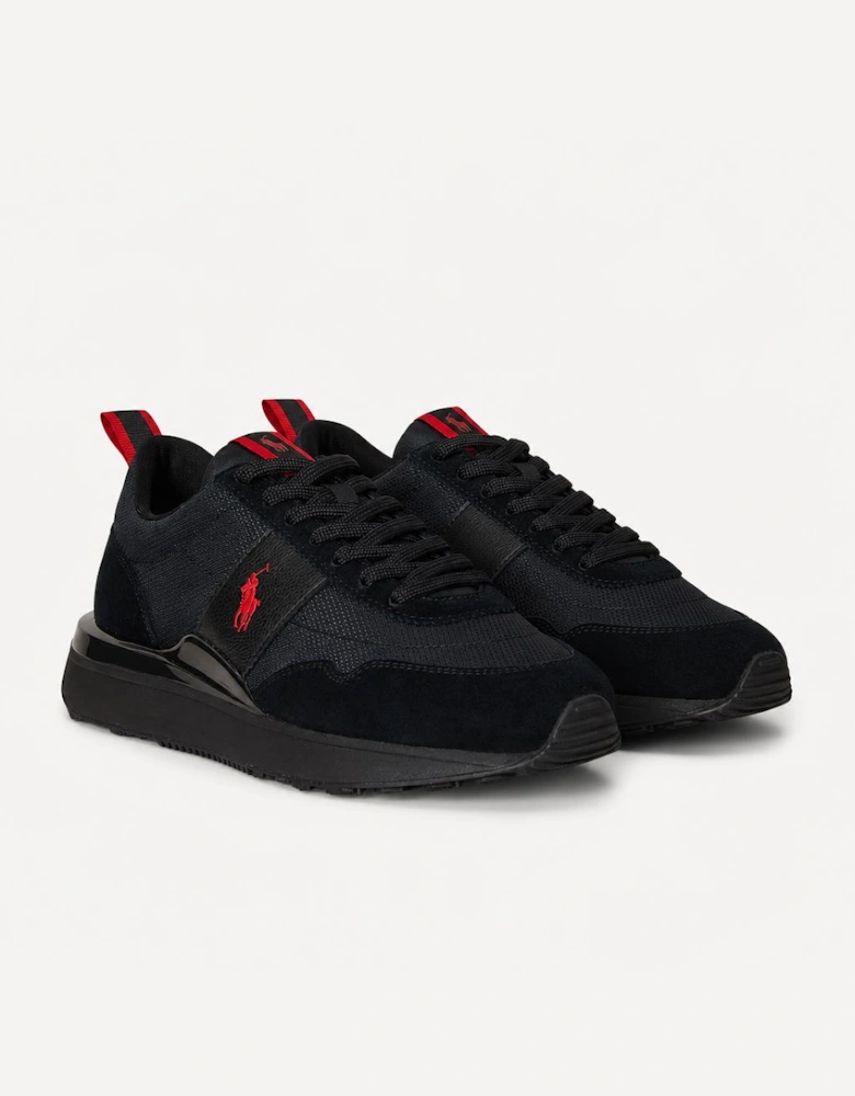 Polo Ralph Lauren TRAIN 89 RIB Mens Casual Trainers Triple Black/Red