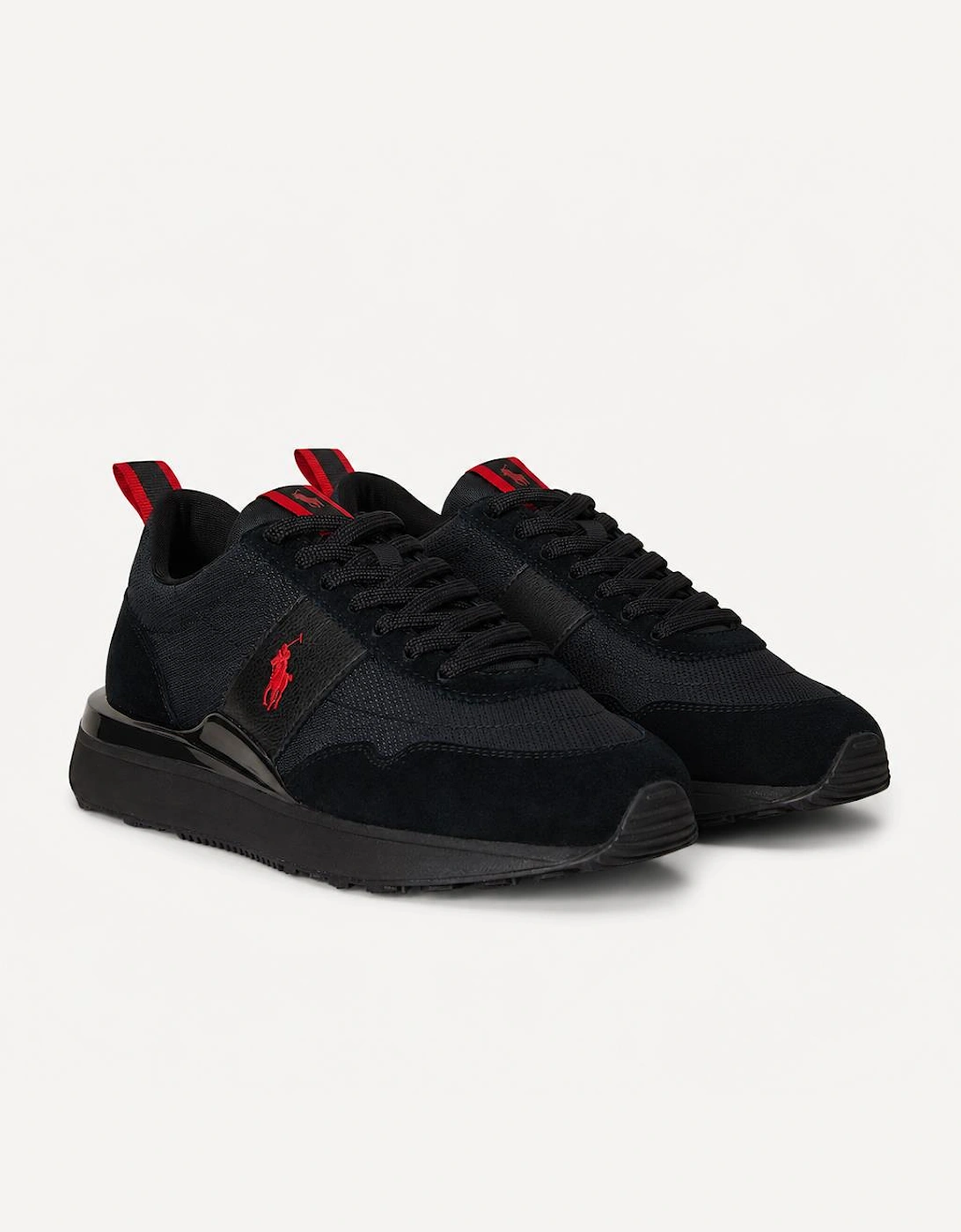Polo Ralph Lauren TRAIN 89 RIB Mens Casual Trainers Triple Black/Red