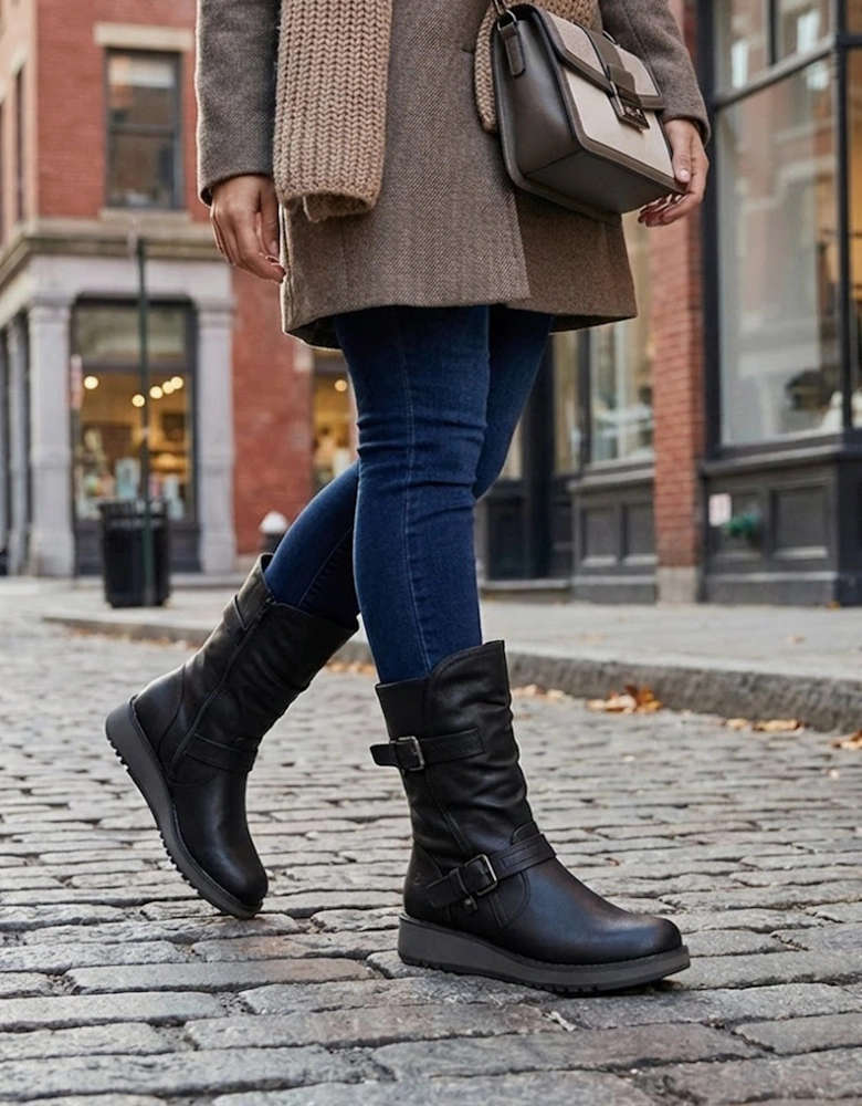 Heavenly Feet HANNAH4 Womens Biker Boots Black