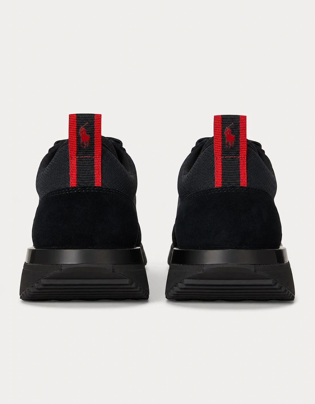 Polo Ralph Lauren TRAIN 89 RIB Mens Casual Trainers Triple Black/Red