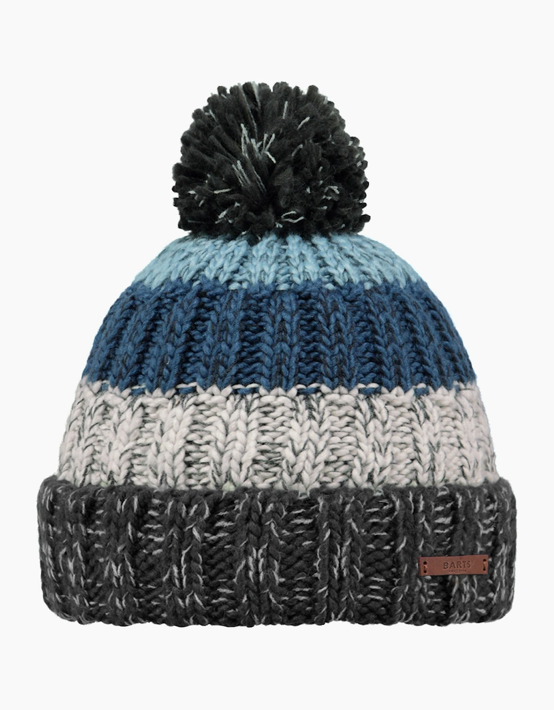 Mens Barts Wilhelm Bobble Knit Beanie Ski Hat Charcoal / Blue - Image 8