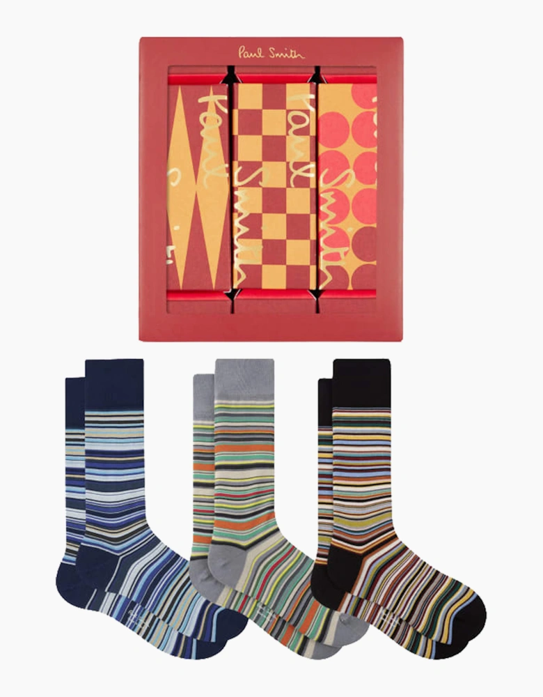 PAUL SMITH 3 PACK SOCKS MULTI COLOURED