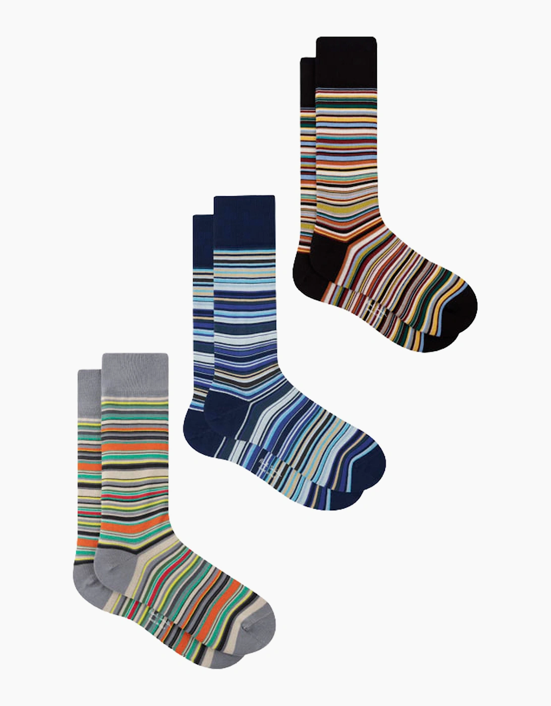 PAUL SMITH 3 PACK SOCKS MULTI COLOURED