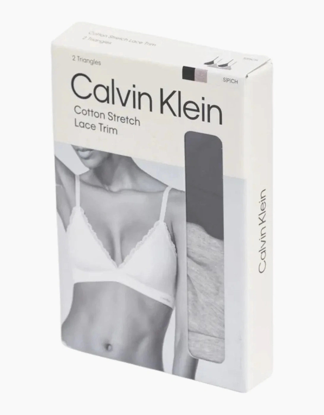 2-Pack Modern Cotton Lace Triangle Bras, Black / Grey Heather
