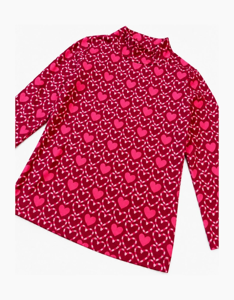 Girls Pink Heart High Neck Legging Set