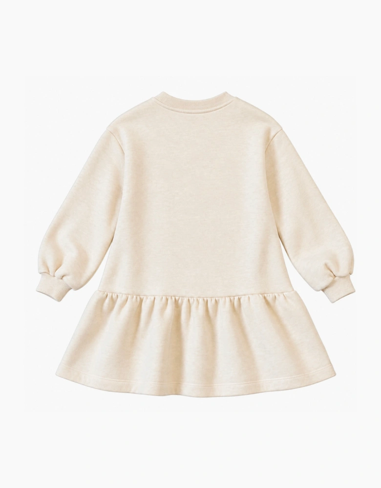 Girls Ivory Marl Cherry Sweatshirt Dress