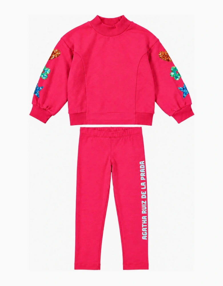 Girls Fuchsia Pink Sweatshirt Legging Set