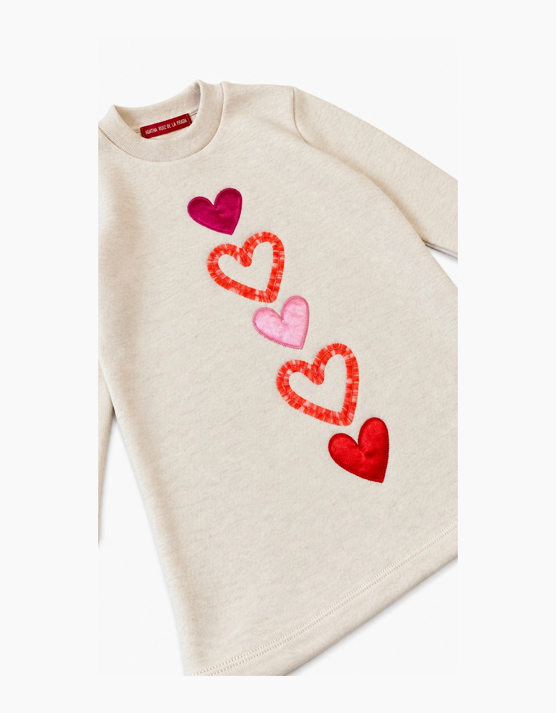 Girls Ivory Marl Heart Sweatshirt Dress
