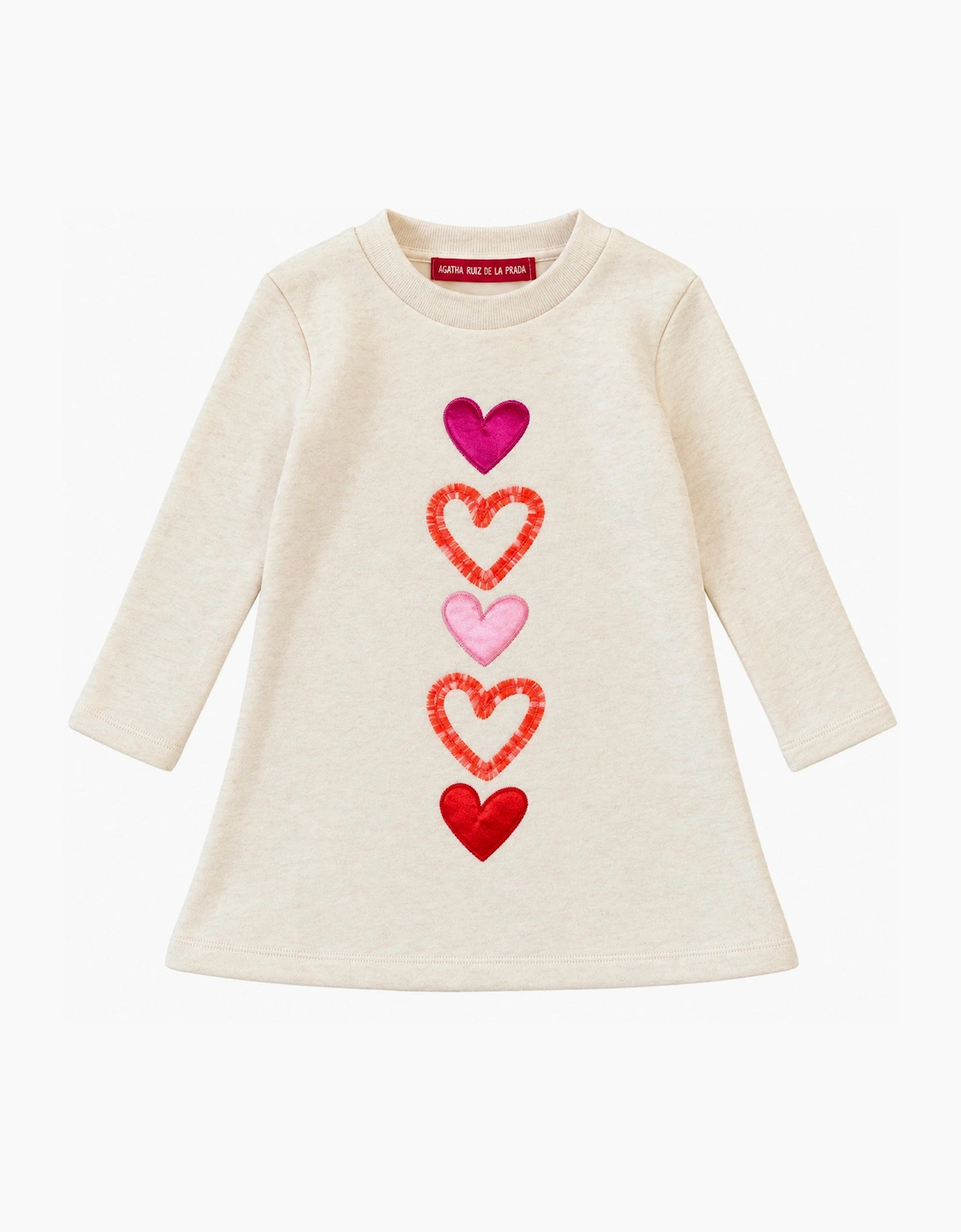 Girls Ivory Marl Heart Sweatshirt Dress