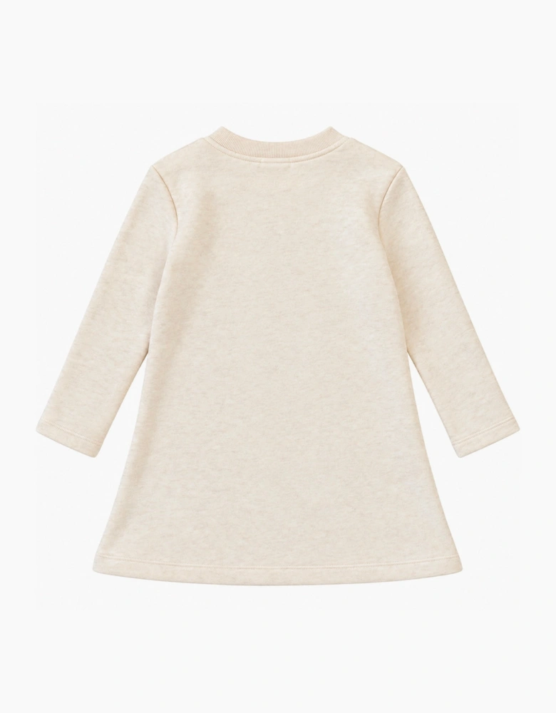 Girls Ivory Marl Heart Sweatshirt Dress