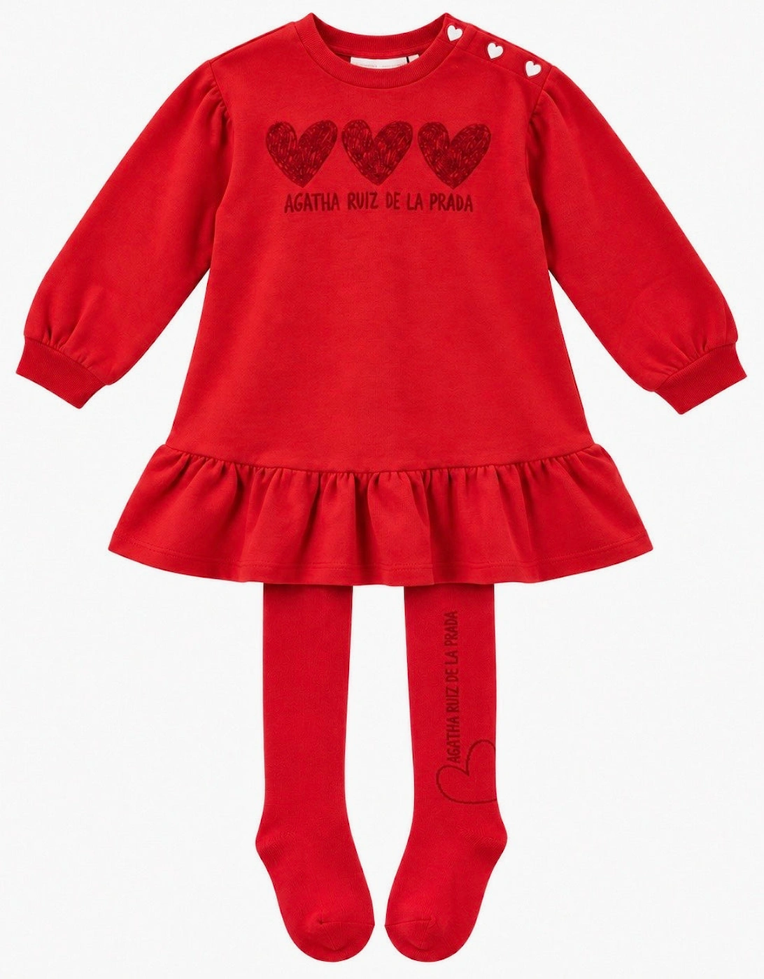 Girls Red Jersey Dress with Tights